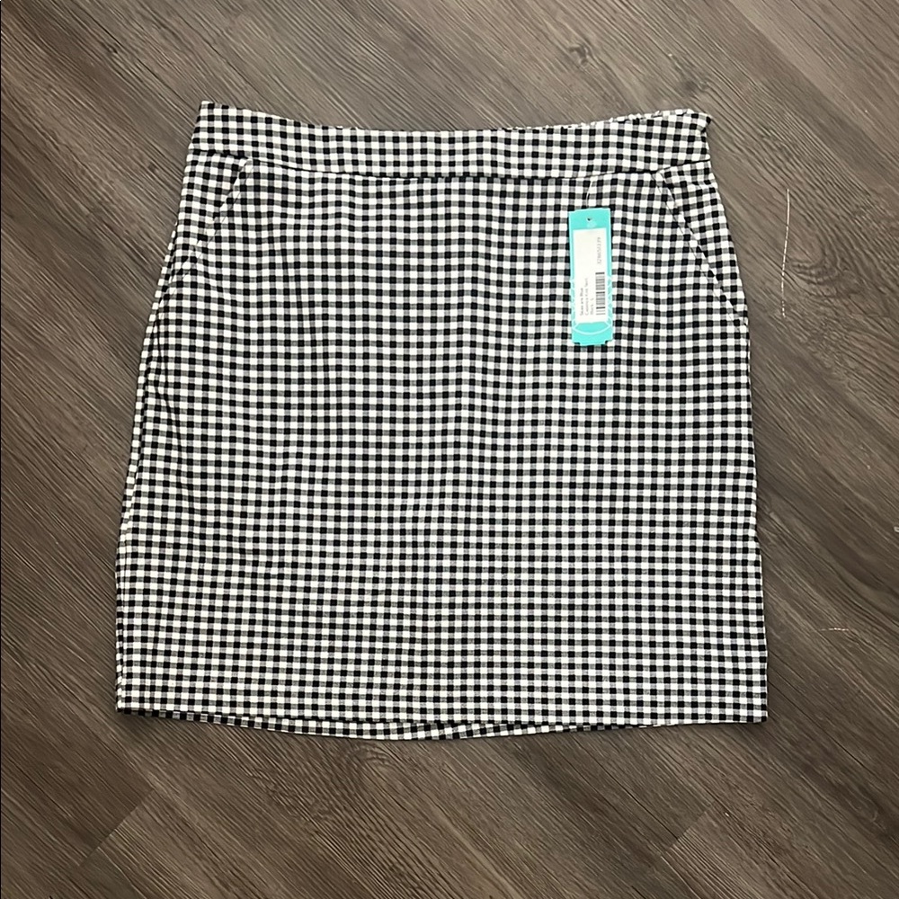 Skies Are Blue Black and White Pencil Skirt Knee-Length Casual